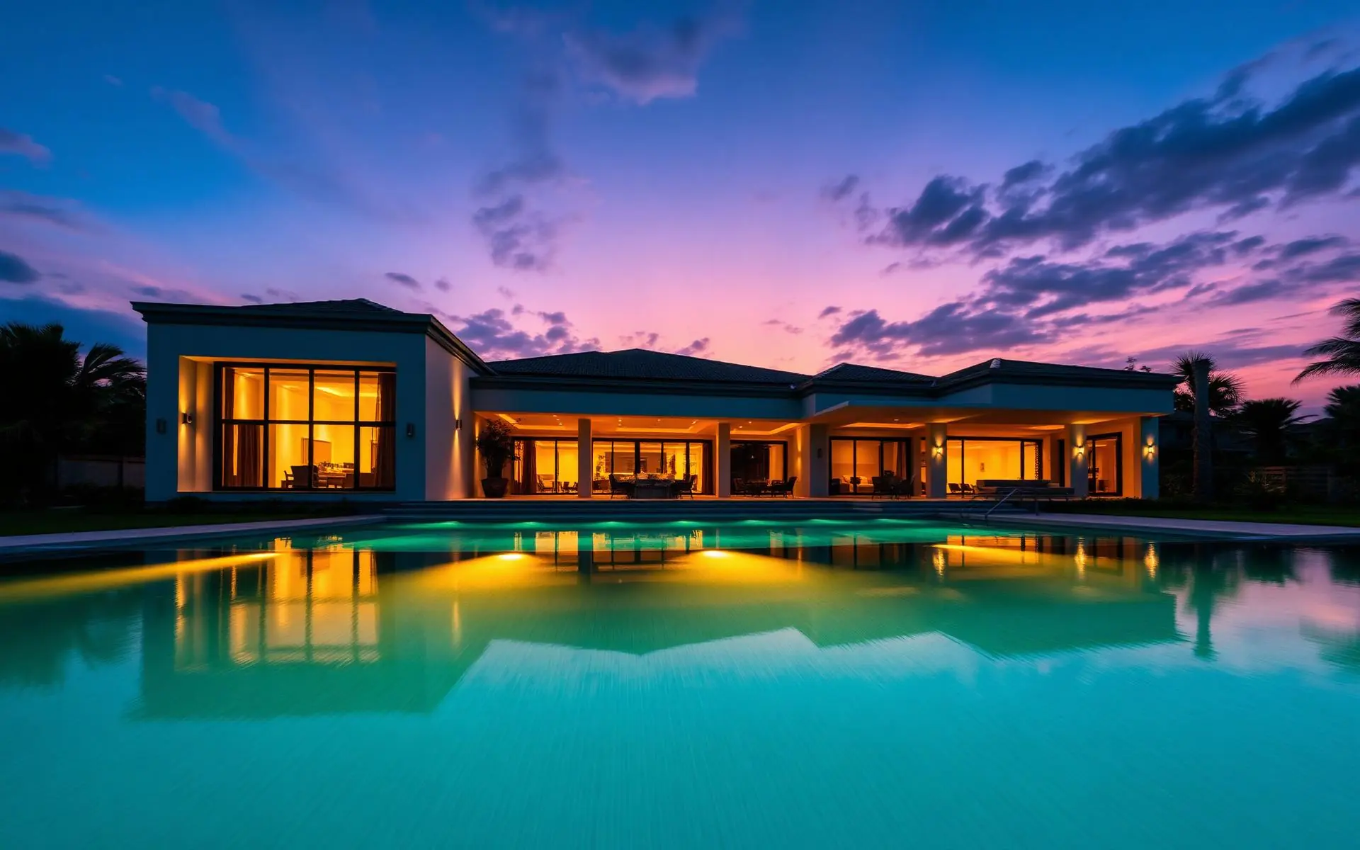 Luxury villa at twilight